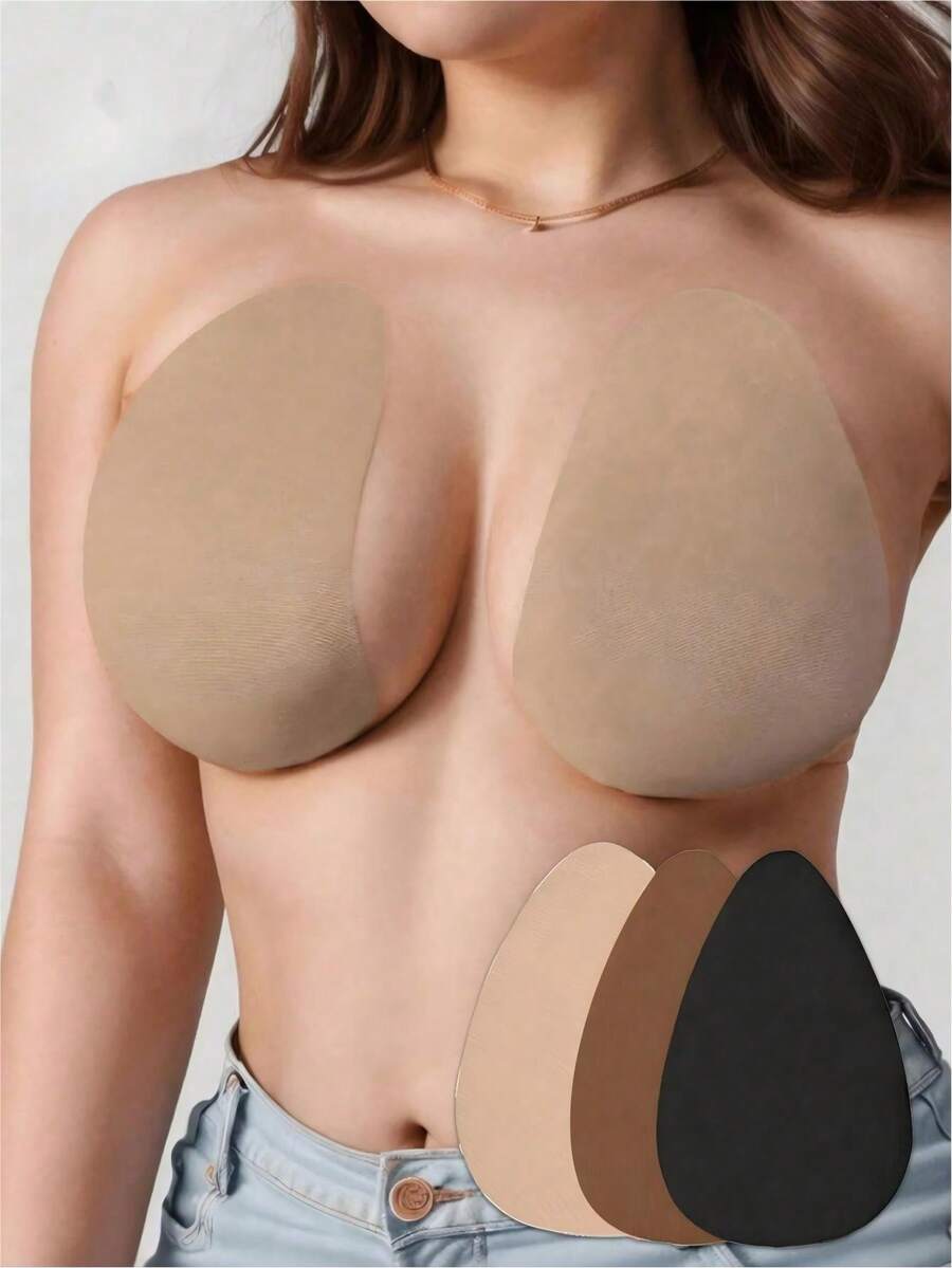 Áo ngực nâng ngực không đường may, vô hình, họa tiết cánh hoa, màu nude/cà phê/đen, không dây đeo vai, phù hợp với cỡ cúp B-E. - giọt nước - Xem 1