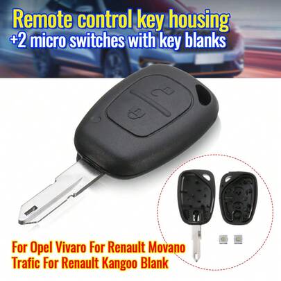 1 chiếc vỏ chìa khóa điều khiển từ xa 2 nút cho xe Vauxhall, Opel Vivaro F, Renault Movano Trafic, Renault Kangoo (không có logo).