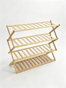 4-Tier Natural Bamboo Foldable Shoe Rack, Space-Saving Standalone Shoe Organizer Shelf, Multi-Layer Storage Rack For Entryway, Hallway, Bedroom, Closet, Easy Assembly No Tools Required - Apricot - View 7