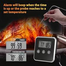 Termómetro de alimentos con pantalla LCD, medidor de temperatura para cocina, horno, hornear y parrilla (Batería no incluida) - M - Ver 6