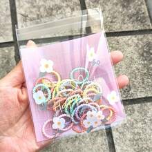 50/100pcs Assorted Small Flower And Leaf Pattern Gift Bags, Pink, Blue, And Green Plaid Self-Adhesive Packaging Bags - Perfect For Birthdays, Weddings, Tea Parties, Spring & Summer Themed Events - Grid Flower - View 1
