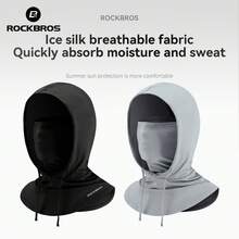 ROCKBROS 1pc Summer Cooling Headwear, Integrated Hat And Mask Design, Breathable Soft Unisex Sun Protection Cap, Suitable For Cycling, Fishing, Hiking, Commuting, Practical Outdoor Travel Accessory - Light Grey - View 6