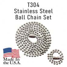 Stainless Steel Military Dog Tag Chain Set 27 Inch And 4.5 Inch Ball Chains 2.4mm #3 Size Chain - Silver - View 6