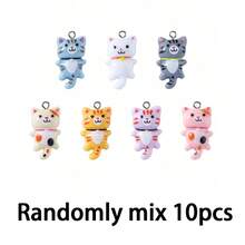 10/20/30个随机混色可爱卡通猫树脂吊坠，适合女性DIY日常手工耳环、手链、项链、钥匙扣、珠宝配饰 - 混色 - 查看 9
