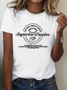 Una camiseta de manga corta con estampado de insignia inglesa vintage, casual y cómoda, para correr y deportes. Es elegante, único y divertido, hecho de tela suave y transpirable. - Blanco - Ver 2