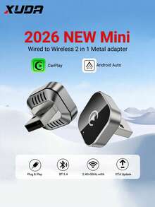 XUDA 2026 新款二合一无线 CarPlay/Android Auto 超迷你适配器 - 2.4-5.0 GHz WiFi 5 CarPlay 转换器，有线转无线，快速自动连接，零延迟，小巧设计，兼容 和 Android 设备，带 USB/USB-C 接口，不含电池 - A - 查看 12