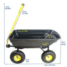 Folding Poly Garden Dump Cart With Steel Frame, 10" Pneumatic Tires, 300 Lbs Weight Capacity, 55L Large Capacity Heavy Duty Utility Wagon For Yard Lawn Outdoor - 黑色 - 查看 10
