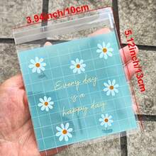 50/100pcs Assorted Small Flower And Leaf Pattern Gift Bags, Pink, Blue, And Green Plaid Self-Adhesive Packaging Bags - Perfect For Birthdays, Weddings, Tea Parties, Spring & Summer Themed Events - Grid Flower - View 4