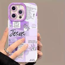 Funda para teléfono con diseño de Jesús en color púrpura, con mensaje de fe cristiana. Esta elegante funda es compatible con Samsung, Apple, VIVO, OPPO, , Transsion, ,  y Honor. Fabricada en silicona TPU, ofrece protección contra golpes y caídas, además de un tacto superior. Es un regalo ideal para familiares, amigos y seres queridos, y una opción perfecta para el Día de San Valentín y Año Nuevo. Funda para teléfono Maestra, funda para iPhone, funda para iPhone 17 Pro, funda para iPad, fundas para teléfono, funda para iPhone 16, funda para iPhone 17, funda para iPhone 15, funda para iPhone 17 Pro Max, funda para iPhone 15, funda para iPhone 16 Plus, funda para iPhone 14, funda - Blanco - Ver 2