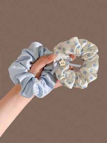 Blue Sweet Star Bow Headband For Women, Braided Hair Tie, Elastic Hair Scrunchies For Ponytail & Bun, Summer Style - Style 1 - View 4