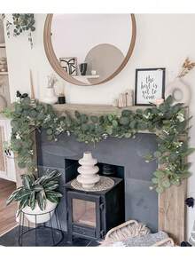 OBOVAY 1/3 Pack White Eucalyptus & Baby's Breath Artificial Green Vines, Silver Dollar Eucalyptus Leaves Suitable For Christmas Home Wall Wedding Centerpiece Decor, Shower Decor, Indoor Outdoor, Spring Summer Gift - Green - View 3