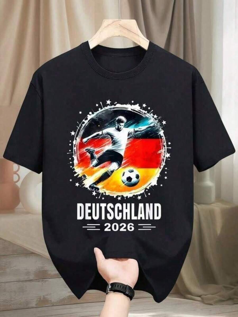 Football Jersey For The 2026 World Cup, Summer Concert Outfit, Men's Cotton T-Shirt, Men's Summer Shirts, Festival Top, Family Matching Outfit, Men's 2026 World Cup Title Print T-Shirt – Vintage Football Trophy & Player Action Print, Breathable, Short-Sleeved, Round Neck, Casual Sportswear, Unisex Leisure Tops, Gift For Sports Fans, Classic Unisex Graphic T-Shirt, Perfect For Everyday Wear, Casual Cotton T-Shirt, Soft, Lightweight And Comfortable, Cotton Daytime Comfort, Stylish Leisure Design, Ideal For Men And Women, Crew Neck T-Shirt, Fitness Top, Going-Out Top, Outdoor Wear, Holiday, Graduation, Fitted, Slogan T-Shirt, Quote T-Shirt, Minimalist Graphic T-Shirt, Funny Graphic T-Shirt, TSYH - Black - View 1
