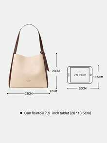Túi đeo chéo hình lưỡi liềm dành cho nữ, túi xách cỡ lớn. - Màu be - Xem 7