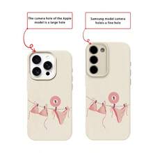 Resort Style 1pc TPU Soft Cute Pink Bikini Pattern Phone Case, Compatible With IPhone 17 Pro Max/17/16 Pro Max/15/13/12/11, S20 FE/A15/S24/A55, Note 11/12/13 Pro, Full Body Shockproof Protective Cover - White - View 7