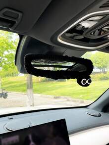 Cubierta de espejo retrovisor de coche con pompones lindos y divertidos, decoración universal de espejo interior, accesorio de coche de dibujos animados - A - Ver 16