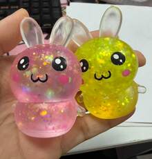 2Pack New Glitter Crystal Rabbit Shaped Squeeze And Release Toys, Slow Rebound Release Toys, Casual Holiday Gifts, High Aesthetic Dopamine Colors- Soft And Slow Back,Sticky Stress Relief Toy,Cute Stuff,Travel Portable Fidget Squeeze Toys,Squishy,Perfect For All Ages Austism,Ideal Holiday Gifts,Fun Cute Gift,Birthday Gifts,Easter Gifts,Halloween Gifts,Christmas Gifts,Christmas Stocking Fillers,Party Bag Fillers( Random Color) - 1 gói Thỏ lấp lánh - Xem 4