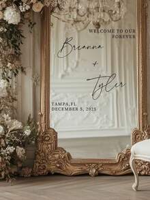 Customized Mirror Sticker Wedding Decor - Wedding Signage Decor DIY Wedding Stickers - Mirror Sticker "Welcome To The Wedding" - Customized Mirror Letter Sticker Decals - Just Married - Wedding Marriage Decor/Modern Wedding Welcome Sign/Personalized Newlyweds Name And Date/Mirror Sticker - Bridal Shower - Multicolor - View 4