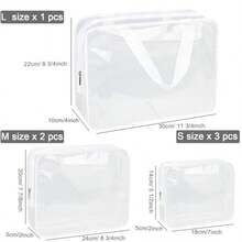APREUTY - Bolsas de maquillaje s aprobadas por la TSA - Juego de 6 bolsas de maquillaje cosmético de PVC con asa de cierre bolsa portátil para equipaje de viaje organización de día festivo brillante - Blanco brillante6 piezas L  M  S - Ver 3