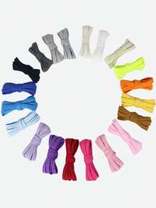 Solid Color Thick Double-Layer Woven Shoelaces, Classic Versatile Sports Shoes Laces For Men And Women, Polyester Woven Shoelaces - Multicolor - View 2