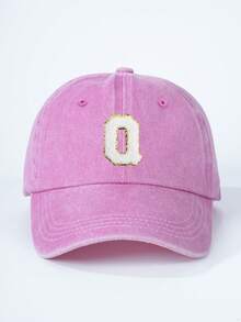 1pc Children English 26 Letters Adjustable Baseball Cap, Outdoor Sunscreen Casual Hat Suitable For Boys Girls Spring Autumn Travel Beach Vacation - Pink - View 12