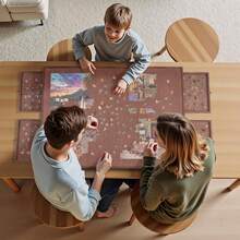 1500-Piece Folding Puzzle Table – 27.6" Tall Wooden Jigsaw Board With 4 Drawers And Protective Cover - Chocolate Brown - View 8