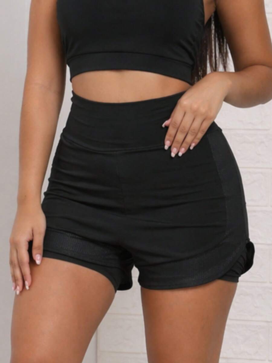Double Fitness Shorts - Black - View 1
