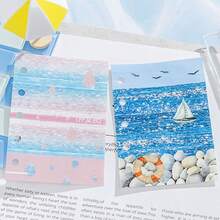 1卷2米海浪图案和纸胶带,创意美学贴纸,DIY装饰剪贴簿工艺材料,节日礼物,个性化剪贴簿学习文具 - 款式 3 - 查看 9