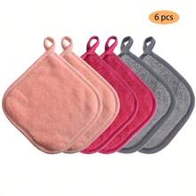 Bộ 12 miếng bông tẩy trang, thiết kế viền, có thể tái sử dụng, mềm mại và dưỡng ẩm, khăn lau tẩy trang 6 miếng/bộ, khăn tay, khăn tẩy trang. - Nhiều màu - Xem 11