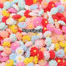 beadia 50 pièces/paquet Mini fleur et étoile perle - Perles de résine vibrantes pour bijoux DIY, accessoires cheveux et décorations d'ongles, formes florales et étoiles multicolores pour projets créatifs, perles pour la création de bijoux (sans trous) - Couleurs mélangées aléatoirement MX - Voir 15