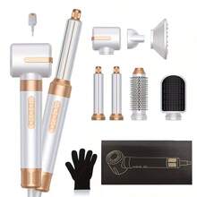 7-In-1 Ionic Hair Dryer & Styler Kit - 1400W High-Power Hair Dryer With Automatic Curling Wand, Straightener & Diffuser Attachment | Ionic Technology For Frizz-Free Styling, Wet/Dry Use Suitable For Hair Types - 美規A型插(110-127V) - 查看 1