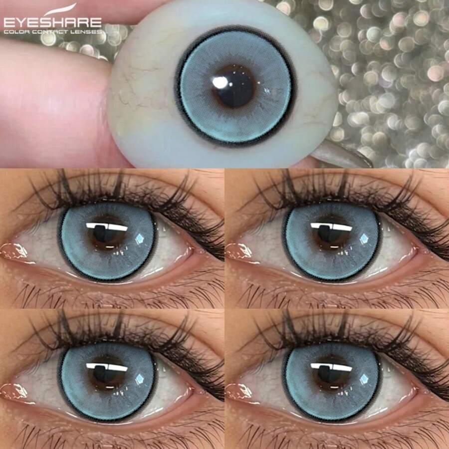 Eyeshare 1pair Color For Eyes Natural Eye Lens Blue Eye Lenses Brown Lenses Gray Pupils Purple Eye Contacts - Blue - View 1
