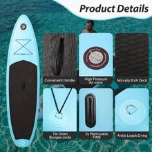 Inflatable 10FT SUP Stand Up Paddle Board, Non-Slip Stable Surfboard With Adjustable Paddle, Hand Pump And Carry Bag, Ultra-Light Portable Paddleboard For Lakes, Rivers, Oceans Outdoor Surfing - Lake Blue - View 3