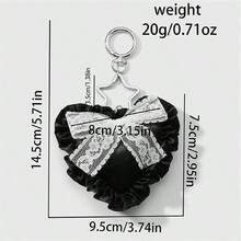 Valentine's Day Gift For Her, Cute Sweet Heart Keychain Bag Purse Charms Lace Pearl Car Keyrings Decoration For Women - 蕾絲紅 - 查看 4