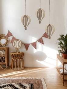 3pcs/Set Wooden Hot Air Balloon Decor, 3D Effect Birch Wood Crafts, Decoration For Children's Room, Kindergarten, Wall - Multicolor - View 3