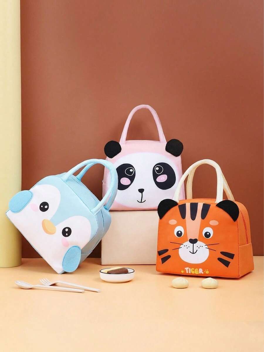 Kids Portable Handbag, Cute Tote Bag, Large Capacity Cartoon Lunch Bag, 3D Insulated Pattern Bag, Ideal Christmas Gift - Multicolor - View 1