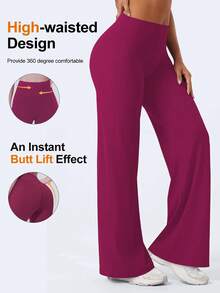 Pantalones deportivos holgados para mujer, estilo recto de talle alto, color vino y corte favorecedor, perfectos para yoga, gimnasio, entrenamiento, actividades al aire libre y uso casual en primavera, verano y otoño - Gris Oscuro - Ver 9
