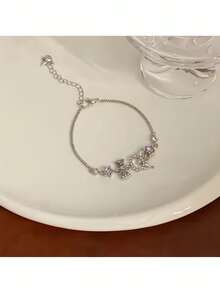 Vòng tay Sanrio Jewelry 1 chiếc đơn giản, thanh lịch, đính đá Cubic Zirconia tổng hợp hình Kuromi, thời trang, đa năng, tinh tế, cao cấp, thích hợp đeo hàng ngày, món quà lý tưởng cho bạn thân. - Nhiều màu - Xem 3