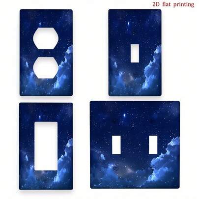 1pc Starry Night Light Switch Cover Plate - Dark Blue Starry Sky Wall Plate With Twinkling Stars, Suitable For Single/Double Pole Switch, Easy Installation (No Wiring Required) For Home, Ceiling, 2D Flat