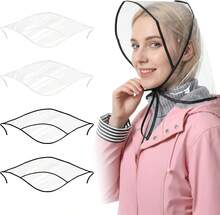 Ptwola 4 Pcs Women'S Rain Bonnet With Visor Clear Waterproof Rain Bonnet Reusable Practical Rains Caps Lightweight Transparent Rains Scarf Protect Hairstyle For Women Girl - White - View 1