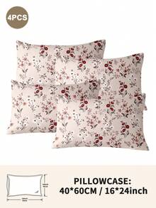 1pc/2pcs/4pcs Polyester Flowers And Plants Floral Plant Print Pillow Cover Set (Pillow Inner Not Included), Soft & Comfortable, Suitable For All Seasons,Perfect For Home Dorm Apartment Guest Room Vacation Rental & Gift-Giving - Multicolor - View 45