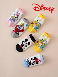 Disney 5双装迪士尼米奇和他的朋友们卡通图案彩色短袜，运动袜，四季皆宜，欧美尺码，舒适透气，经久耐穿，色彩鲜艳，适合日常穿着，优质面料，不闷热，时尚休闲夏季透气学生袜 - 彩色 - 查看 7