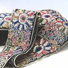 1 Piece Sunflower Embroidered Lace, Colorful Hollow Woven Trim, Hanfu Cheongsam Cuff Decorative Accessory - Blue - View 6