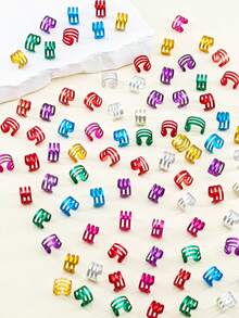 100pcs Multi-Color Hair Accessories Set, Suitable For Braids & Dreadlocks, Including Beads, Hair Ties, Clips And Adjustable Metal Headbands - Multicolor - View 6