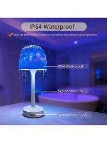 Shower Lamp - Waterproof Bathroom Lamp With 16 Color Ocean Wave Projector, Rechargeable Shower Light With Touch & Remote Control, Cordless Light For Inside Shower/BathtubWater Ripple Aurora Projection Desk Lamp - 彩色 - 查看 5