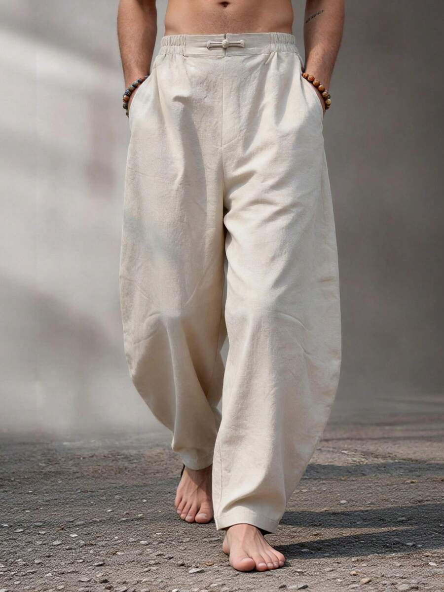 Quần Harem nam 100% cotton, dáng rộng, họa tiết Thái Cực Quyền cổ điển, chất liệu nhẹ, phong cách tối giản, phù hợp cho các buổi đi chơi và đi làm hàng ngày.