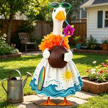 Porch Goose Summer Hawaiian Outfits, 23 Inches Goose Beach Dress With Coconut Design Sunglasses And Lei Set Of 3, Garden Decor - Colorful - View 5