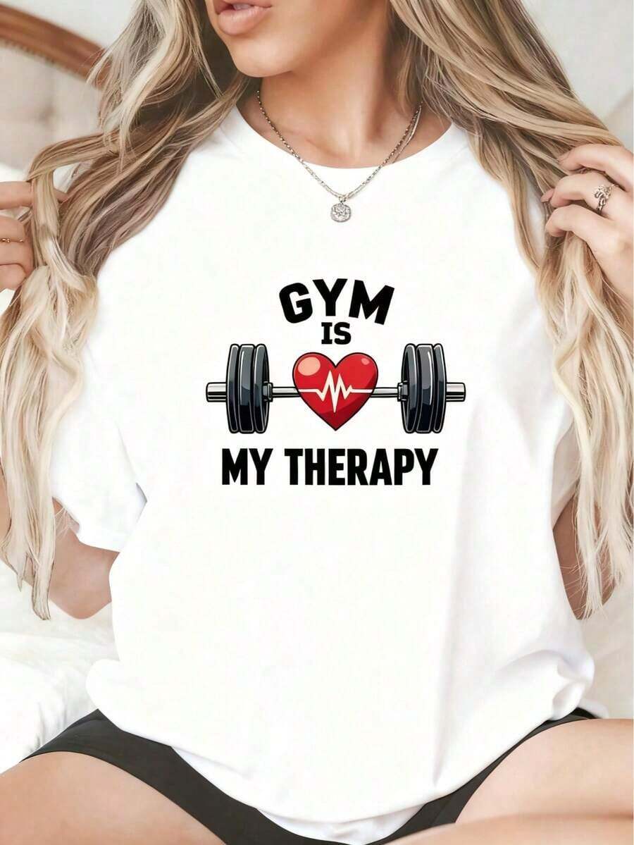 1psc1 Pieza Camiseta de Mujer con Estampado, Estilo Realista de Fitness Camiseta Negra GYM CON ACTITUD CHICA, 1 PC Camiseta de Cuello Redondo para Mujeres, 180g 100% Algodón Puro, Fresca y Cómoda para la Vida Casual, Deporte, Gimnasio, Viaje, Regalo, Vacaciones de Verano, Día de la Independencia de México100% Cotton100% Cotton - Blanco 1 - Ver 1