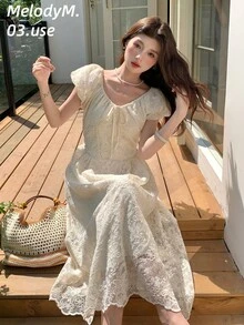 Women Midi Dresses - trắng - Xem 7