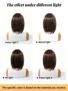 Peluca Bob de 12 pulgadas de color marrón oscuro, peluca corta y recta con flequillo, peluca sintética tejida, peluca resistente al calor, peluca de aspecto natural, hermosa y cómoda, adecuada para uso diario, fiestas, cosplay, bodas, festivales de música, regalo - Marron oscuro - Ver 7