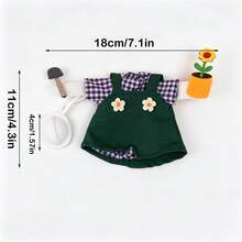 Gardener Desk Goose Outfits 7 Inch Mini Goose Hat 2 In 1 Shirt Overalls Costume For Spring Desk Goose Statue Decor - A - View 7